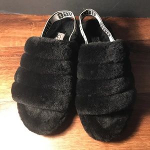 ugg fluff yeah black slides slippers